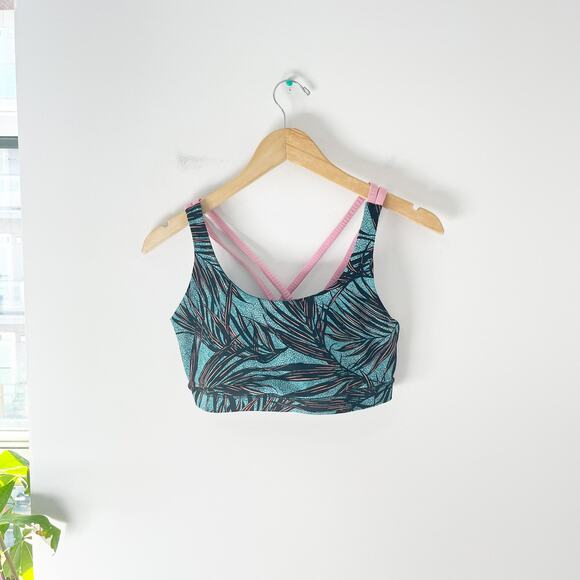 Lululemon Energy Sports Bra in Mini Palm Lace Tofino Blue Size 8 - Picture 1 of 4